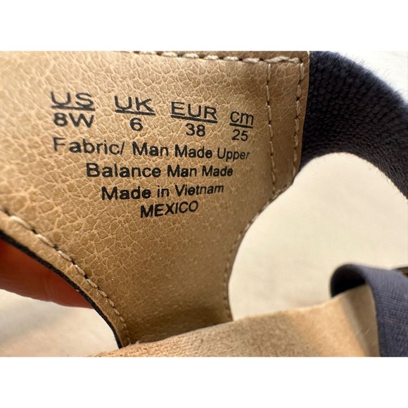 Life Stride Soft System Flex Blue Suede Strappy Sandals Cork Wedge Women's 8 W - Picture 13 of 13